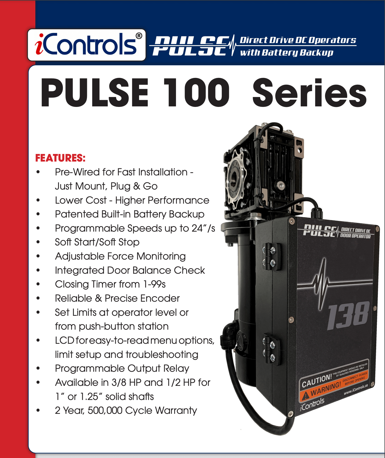 Cubierta del folleto PULSE serie 100