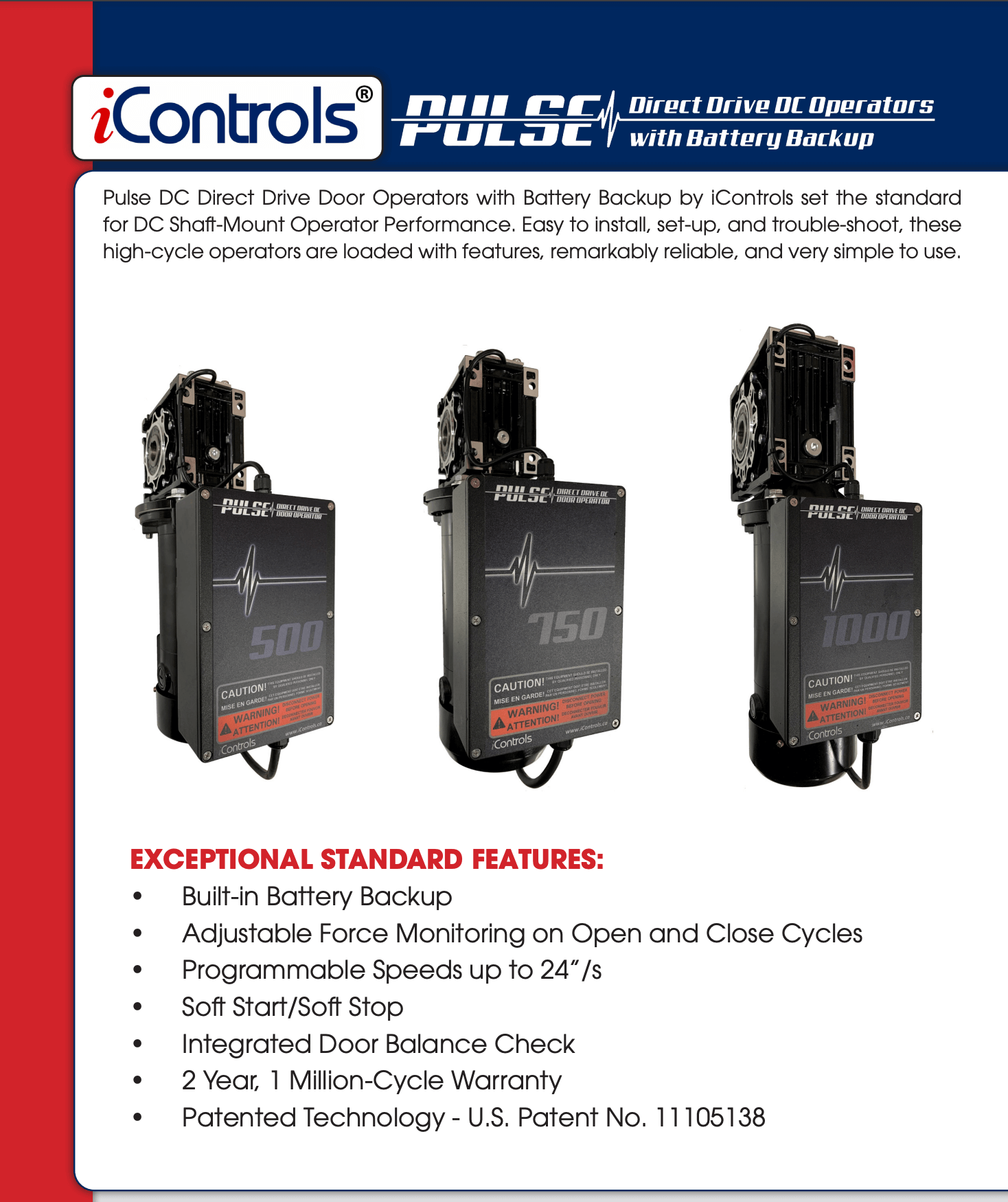 Cubierta del folleto PULSE serie 500