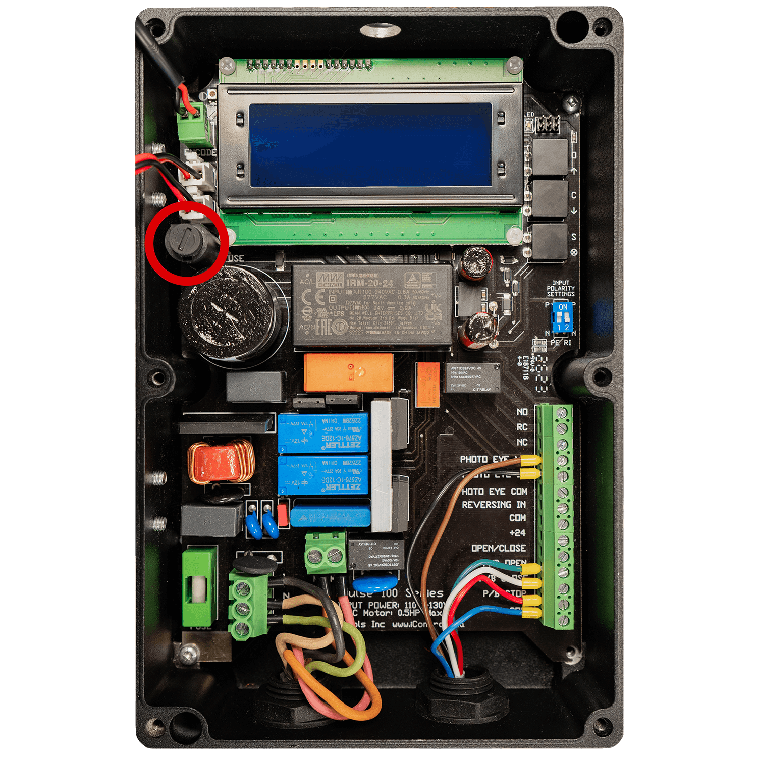 PULSE 100 Series: Battery backup fuse: locate it