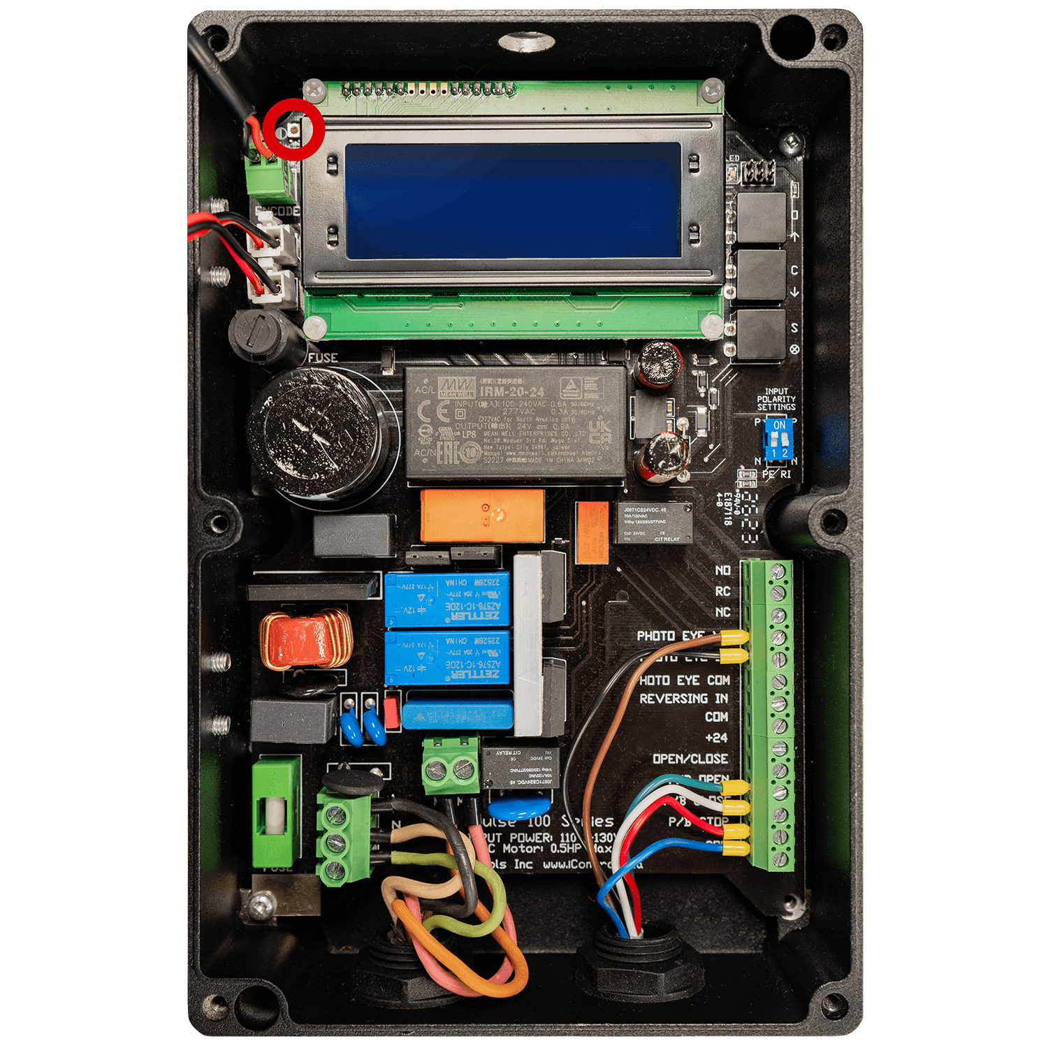 PULSE serie 100: Ubicación del potenciómetro